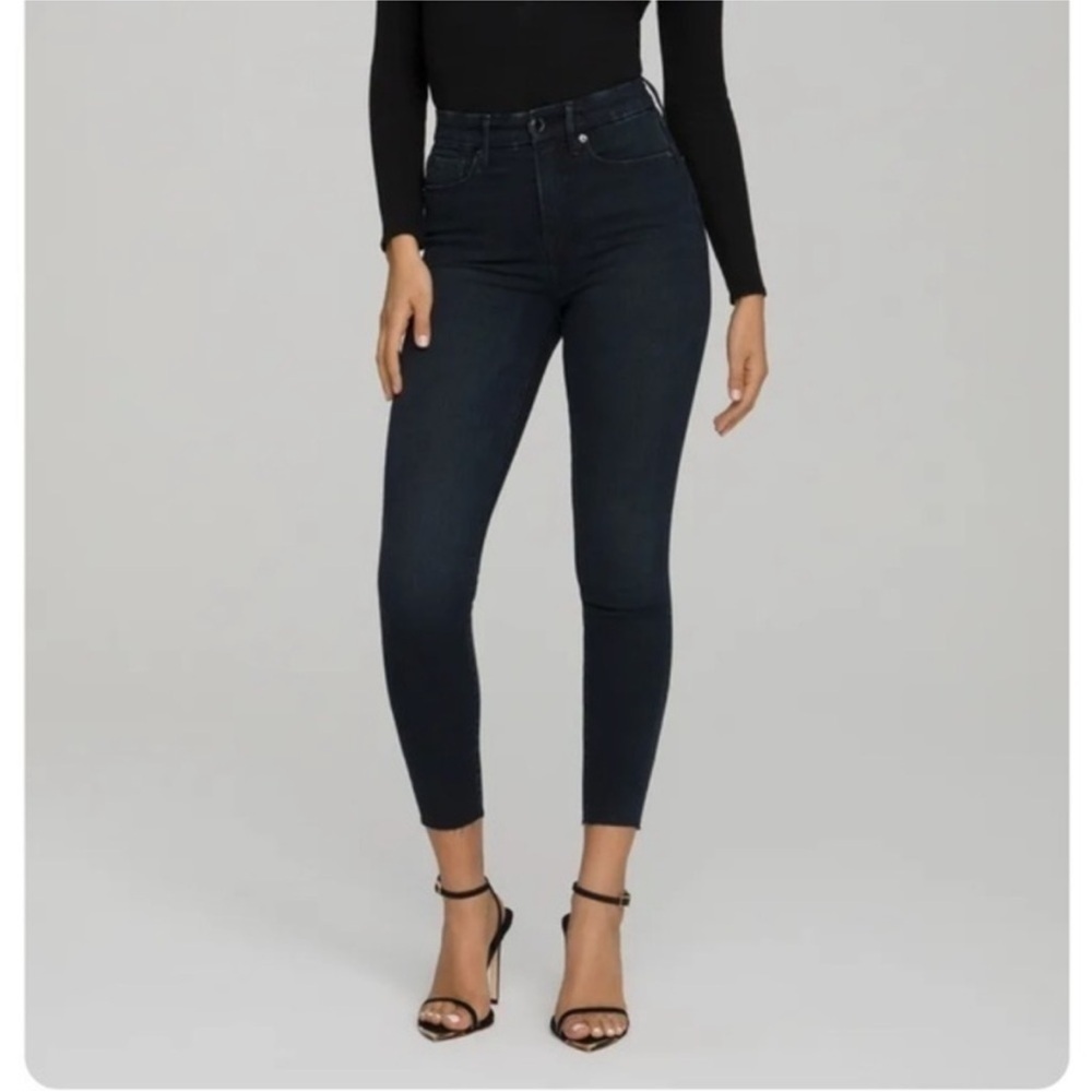 Good American Good Waist Crop Raw Hem Jeans in Blue 631 sz 15